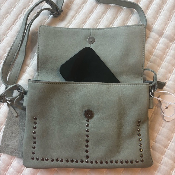 Latico Cleo Studded Leather Crossbody Bag in Sky Blue - Picture 8 of 12